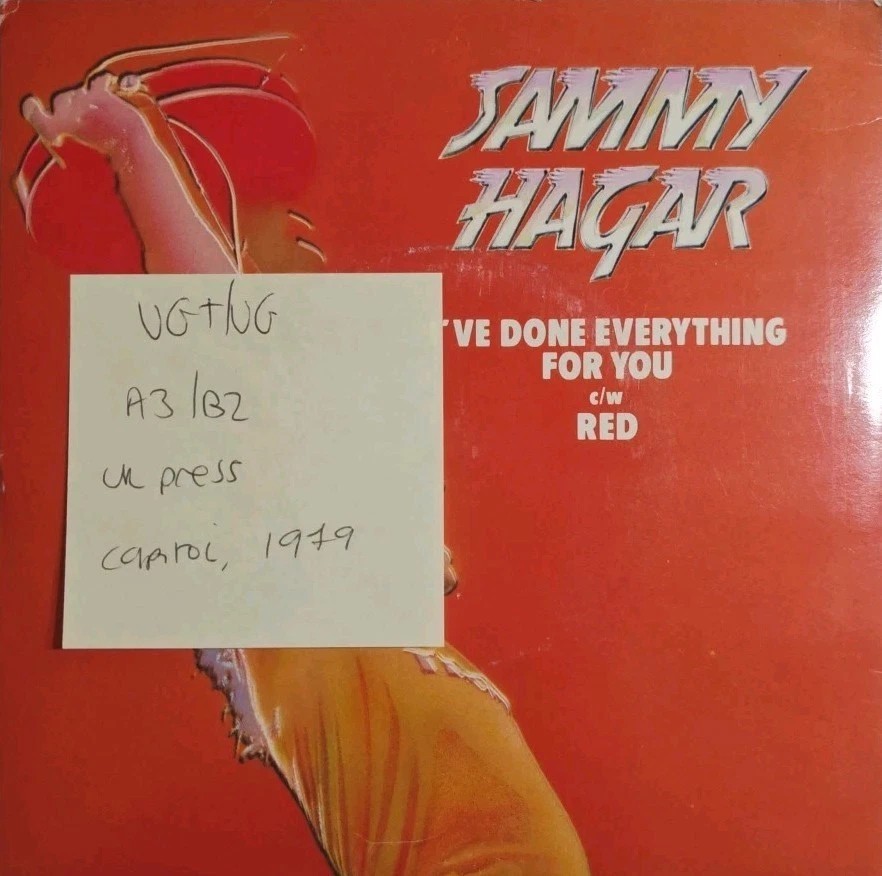 Sammy Hagar I've Done Everything For You Vinyl Record 7" VG+/VG CL16120 1979 sleeve Sammy Hagar I've Done Everything For You Vinyl Record 7" VG+/VG CL16120 1979 sleeve