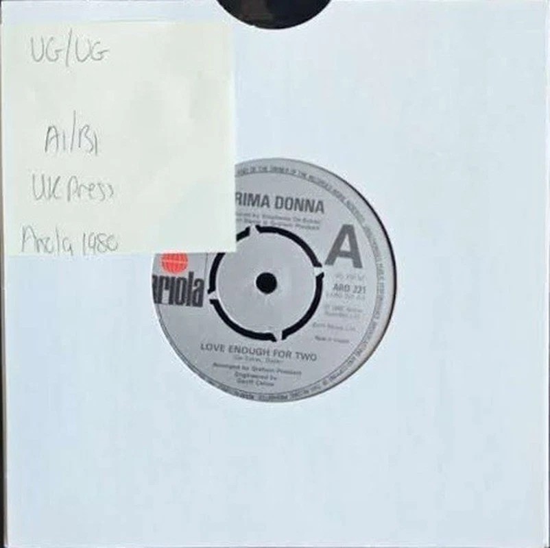 Prima Donna Love Enough For Two Vinyl Record 7" VG/VG ARO 221 1980 sleeve Prima Donna Love Enough For Two Vinyl Record 7" VG/VG ARO 221 1980 sleeve