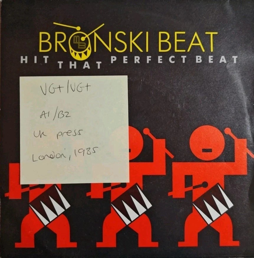 Bronski Beat Hit That Perfect Beat Vinyl Record 7" VG+/VG+ BITE6 1985 sleeve Bronski Beat Hit That Perfect Beat Vinyl Record 7" VG+/VG+ BITE6 1985 sleeve