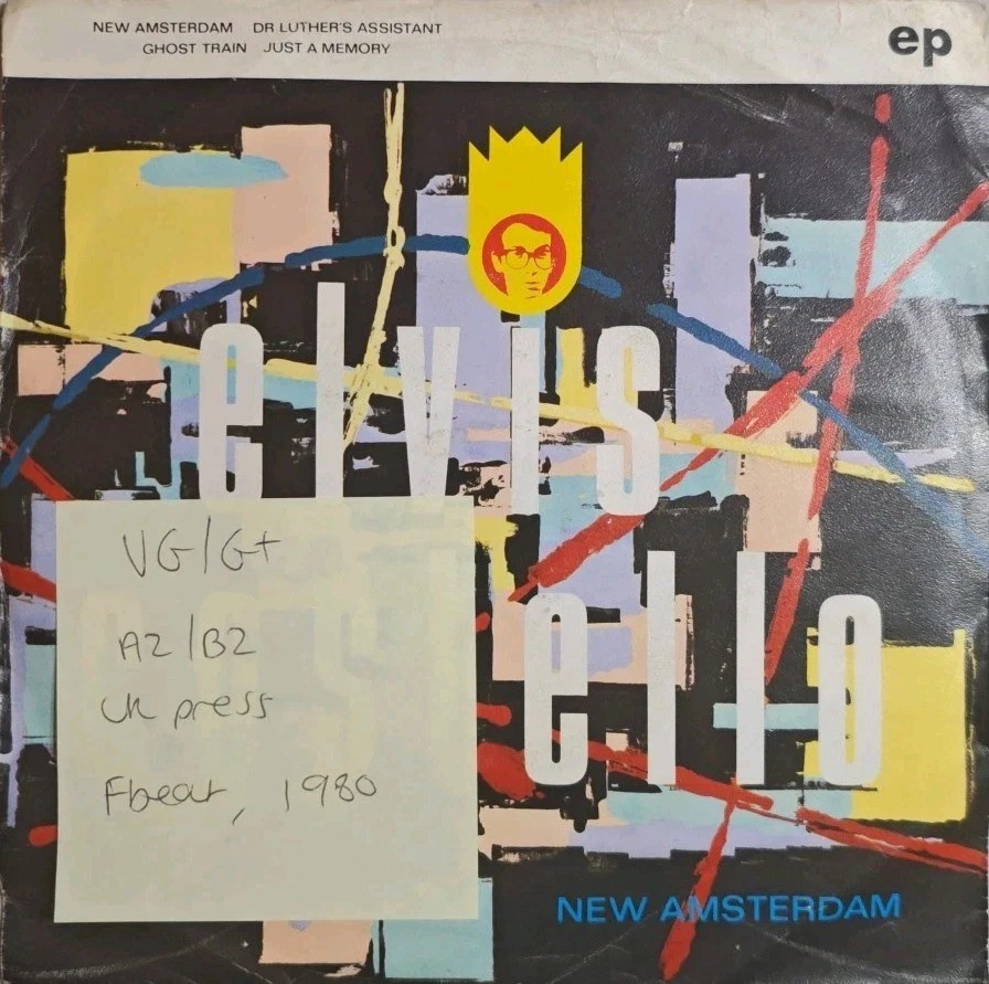 Elvis Costello New Amsterdam Vinyl Record 7" VG/G+ 18288 1980 sleeve Elvis Costello New Amsterdam Vinyl Record 7" VG/G+ 18288 1980 sleeve