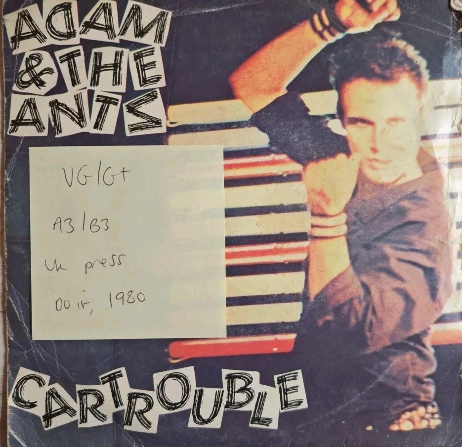 Adam and the Ants Car Trouble Vinyl Record 7" VG/G+ DUN10 1980 sleeve Adam and the Ants Car Trouble Vinyl Record 7" VG/G+ DUN10 1980 sleeve