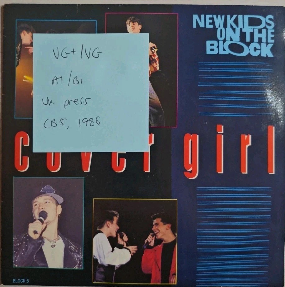 New Kids On The Block Cover Girl Vinyl Record 7" VG+/VG BLOCK 5 1990 sleeve New Kids On The Block Cover Girl Vinyl Record 7" VG+/VG BLOCK 5 1990 sleeve