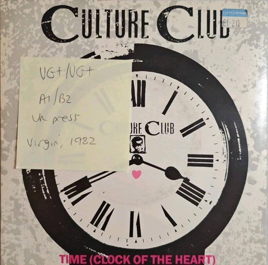 Culture Club Time (Clock Of The Heart) Vinyl Record 7" VG+/VG+ VS 558 1982 sleeve Culture Club Time (Clock Of The Heart) Vinyl Record 7" VG+/VG+ VS 558 1982 sleeve