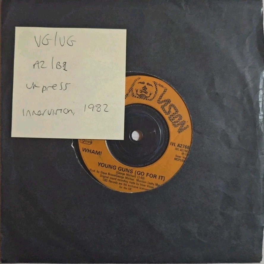 Wham Young Guns (Go For It) Vinyl Record 7" VG/VG IVL A 2766 1982 sleeve Wham Young Guns (Go For It) Vinyl Record 7" VG/VG IVL A 2766 1982 sleeve