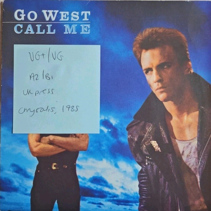 Go West Call Me Vinyl Record 7" VG+/VG GOW 1 1985 sleeve Go West Call Me Vinyl Record 7" VG+/VG GOW 1 1985 sleeve