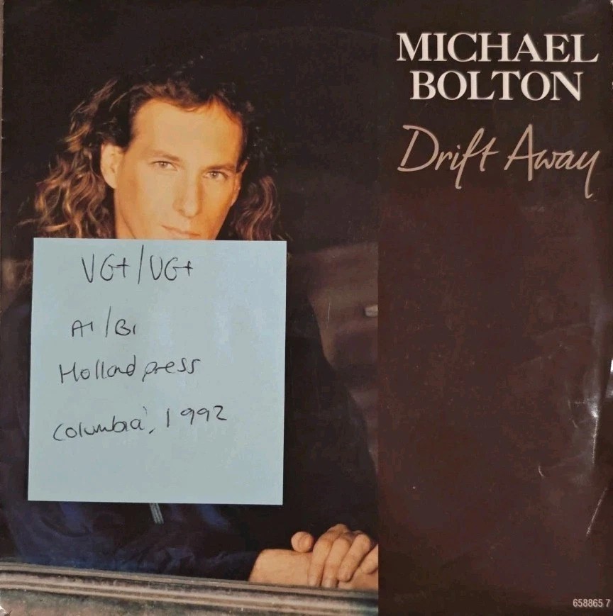Michael Bolton Drift Away Vinyl Record 7" VG+/VG+ 658865 1992 sleeve Michael Bolton Drift Away Vinyl Record 7" VG+/VG+ 658865 1992 sleeve