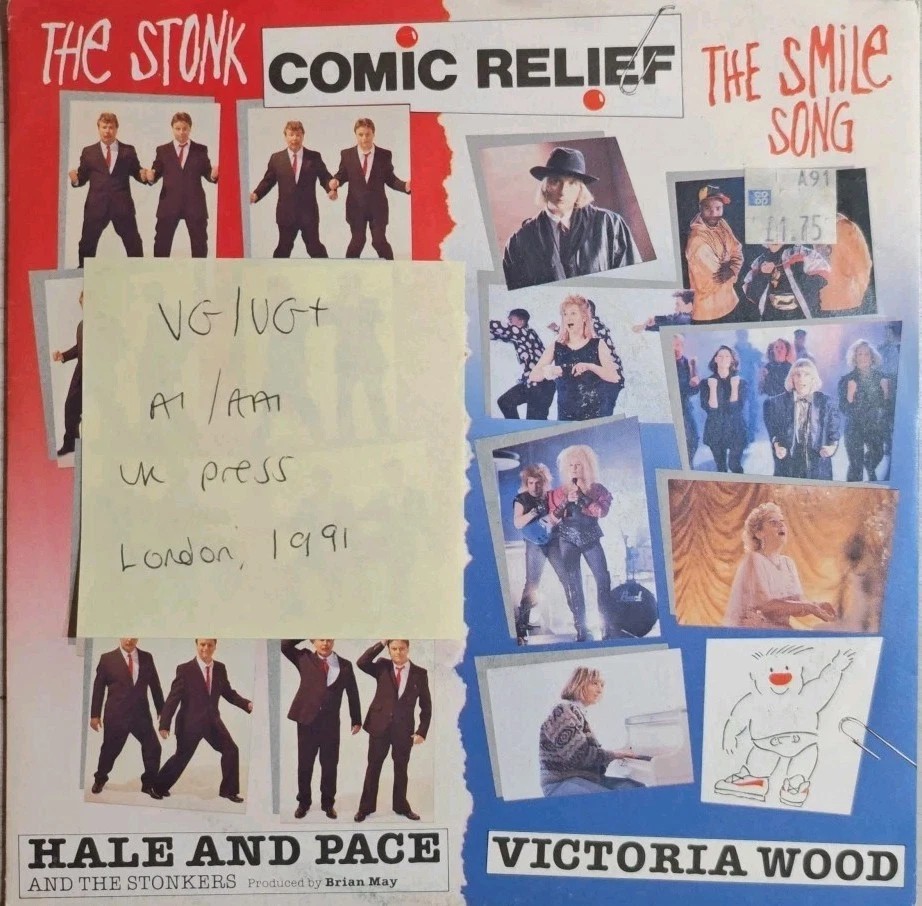 Hale and Pace and The Stonkers The Stonk Vinyl Record 7" VG/VG+ LON296 1991 sleeve Hale and Pace and The Stonkers The Stonk Vinyl Record 7" VG/VG+ LON296 1991 sleeve