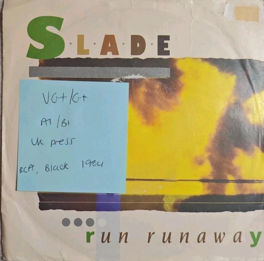 Slade Run Runaway Vinyl Record 12" VG+/G+ RCAT 385 1984 sleeve Slade Run Runaway Vinyl Record 12" VG+/G+ RCAT 385 1984 sleeve