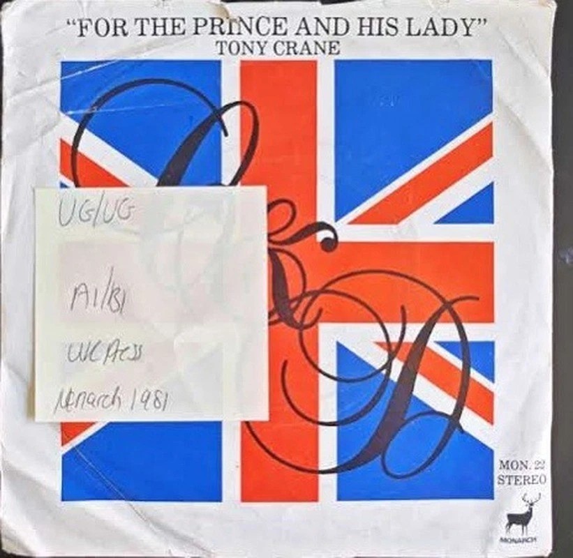 Tony Crane For The Prince And His Lady Vinyl Record 7" VG/VG MON 22 1981 sleeve Tony Crane For The Prince And His Lady Vinyl Record 7" VG/VG MON 22 1981 sleeve