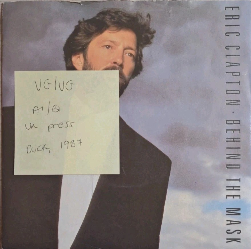 Eric Clapton Behind The Mask Vinyl Record 7" VG/VG W8461 1987 sleeve Eric Clapton Behind The Mask Vinyl Record 7" VG/VG W8461 1987 sleeve
