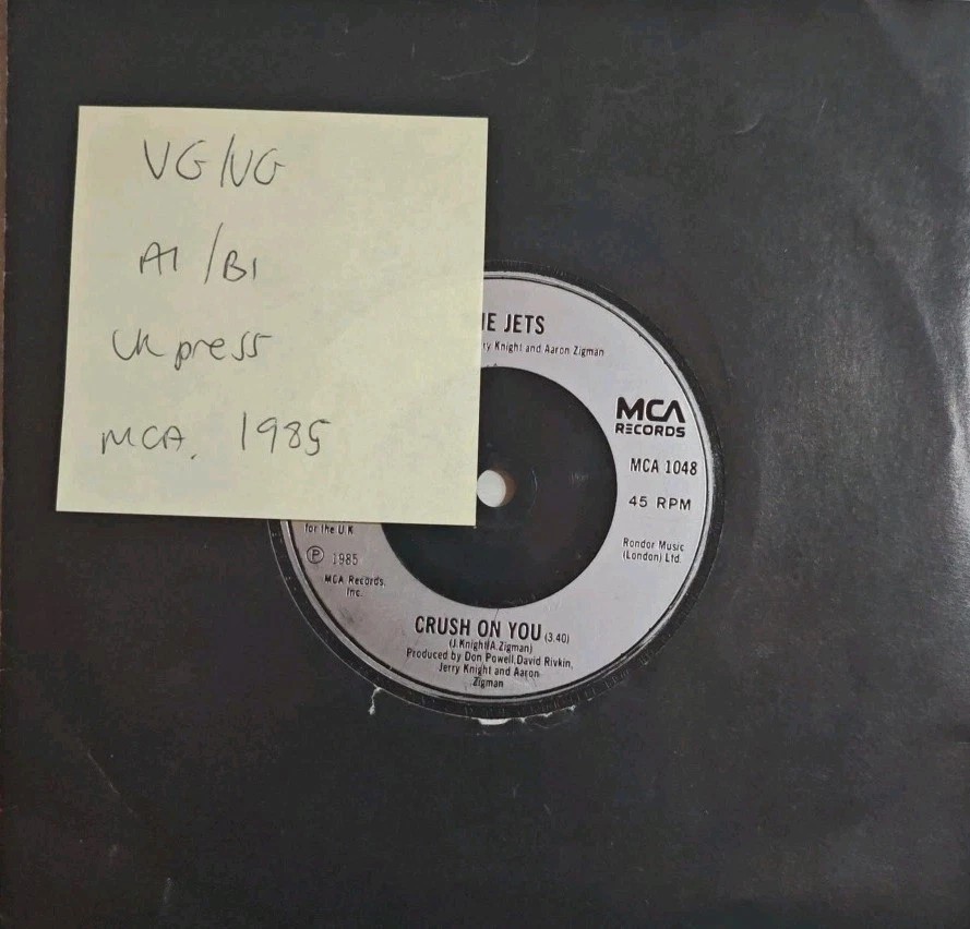 The Jets Crush On You Vinyl Record 7" VG/VG MCA 1048 1985 sleeve The Jets Crush On You Vinyl Record 7" VG/VG MCA 1048 1985 sleeve