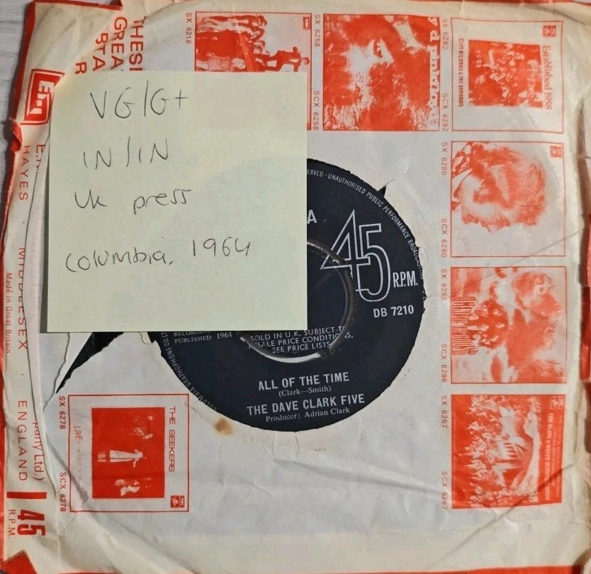 The Dave Clark Five Bits And Pieces Vinyl Record 7" VG/G+ DB 7210 1964 sleeve The Dave Clark Five Bits And Pieces Vinyl Record 7" VG/G+ DB 7210 1964 sleeve