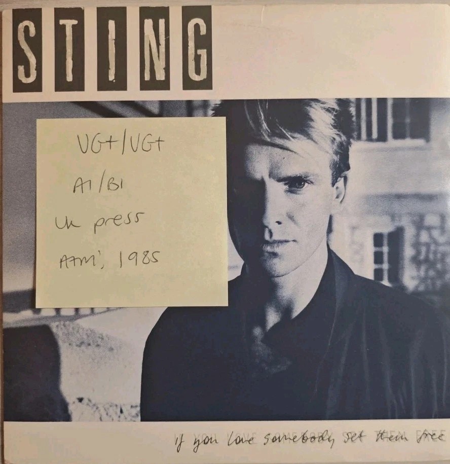 Sting If You Love Somebody Set Them Free Vinyl Record 7" VG+/VG+ AM258 1985 sleeve Sting If You Love Somebody Set Them Free Vinyl Record 7" VG+/VG+ AM258 1985 sleeve