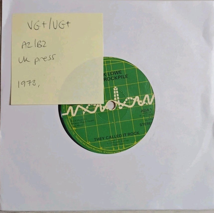 Nick Lowe I Love The Sound Of Breaking Glass Vinyl Record 7" VG+/VG+ ADA 1 1978 sleeve Nick Lowe I Love The Sound Of Breaking Glass Vinyl Record 7" VG+/VG+ ADA 1 1978 sleeve