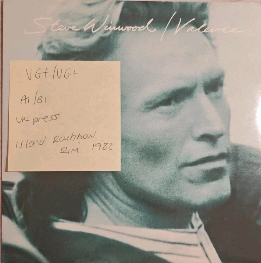Steve Winwood Valerie Vinyl Record 7" VG+/VG+ IS336 1987 sleeve Steve Winwood Valerie Vinyl Record 7" VG+/VG+ IS336 1987 sleeve