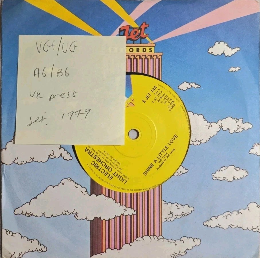 Electric Light Orchestra Shine A Little Love Vinyl Record 7" VG+/VG S JET 144 sleeve Electric Light Orchestra Shine A Little Love Vinyl Record 7" VG+/VG S JET 144 sleeve