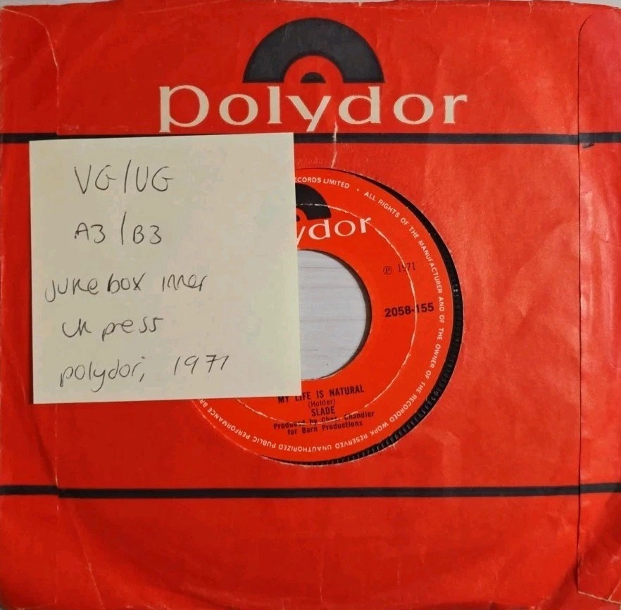 Slade My Life Is Natural Vinyl Record 7" VG/VG 2058-155 1971 sleeve Slade My Life Is Natural Vinyl Record 7" VG/VG 2058-155 1971 sleeve