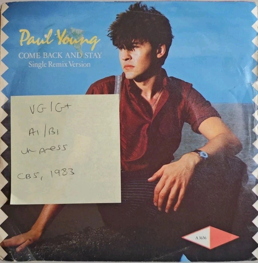 Paul Young Come Back And Stay / Yours Vinyl Record 7" VG/G+ A3636 1983 sleeve Paul Young Come Back And Stay / Yours Vinyl Record 7" VG/G+ A3636 1983 sleeve