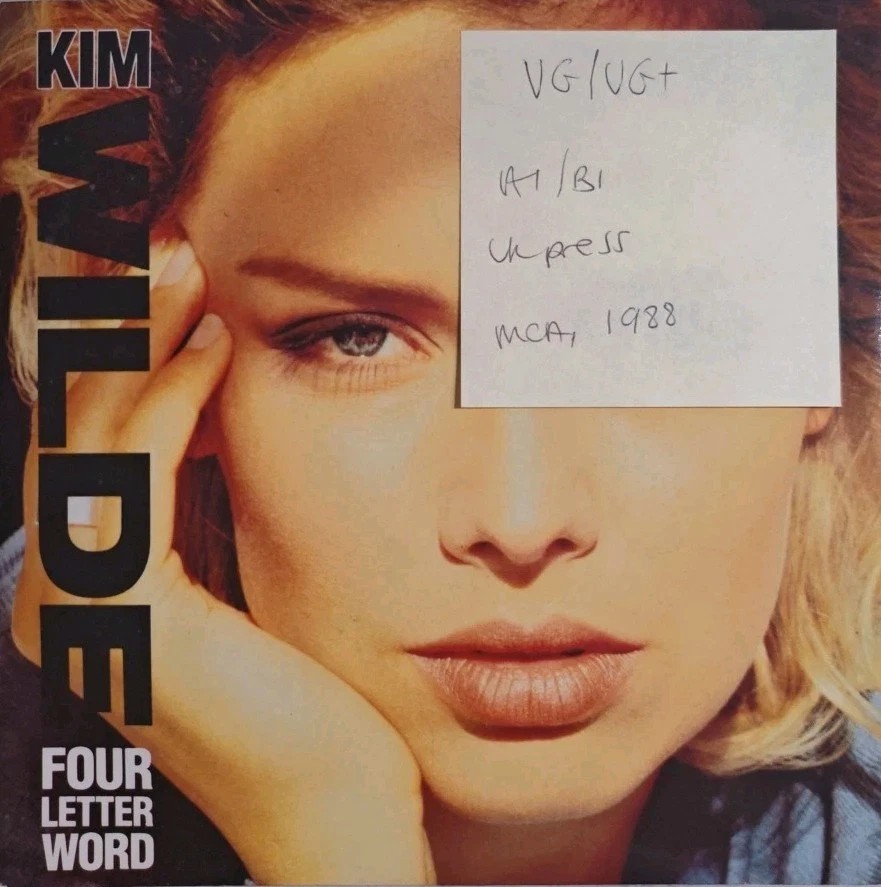 Kim Wilde Four Letter Word Vinyl Record 7" VG/VG+ KIM10 1988 sleeve Kim Wilde Four Letter Word Vinyl Record 7" VG/VG+ KIM10 1988 sleeve
