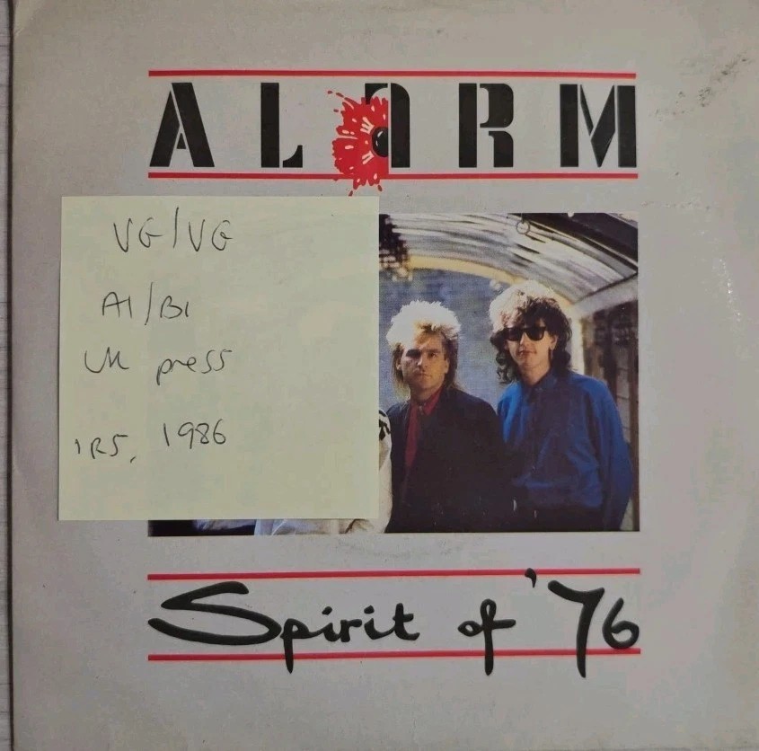 The Alarm Spirit Of '76 Vinyl Record 7" VG/VG IRM109 1986 sleeve The Alarm Spirit Of '76 Vinyl Record 7" VG/VG IRM109 1986 sleeve