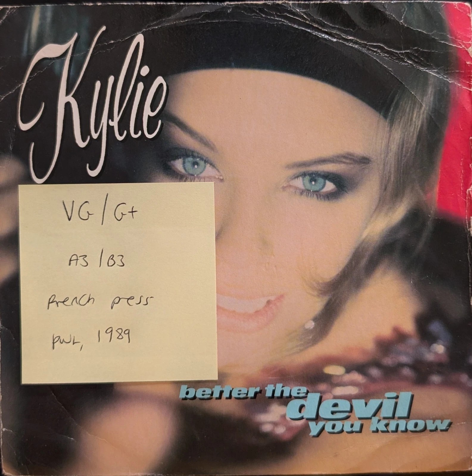 Kylie Minogue Better The Devil You Know Vinyl Record 7" VG/G+ PWL56 1989 sleeve Kylie Minogue Better The Devil You Know Vinyl Record 7" VG/G+ PWL56 1989 sleeve