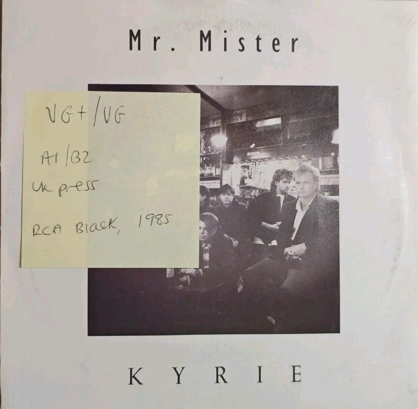 Mr. Mister Kyrie Vinyl Record 7" VG+/VG PB 49927 1985 sleeve Mr. Mister Kyrie Vinyl Record 7" VG+/VG PB 49927 1985 sleeve