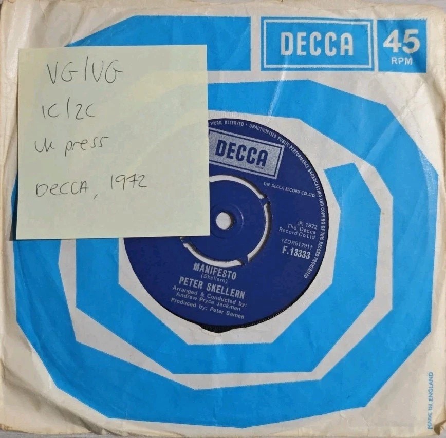 Peter Skellern You're A Lady Vinyl Record 7" VG/VG F 13333 1972 sleeve Peter Skellern You're A Lady Vinyl Record 7" VG/VG F 13333 1972 sleeve