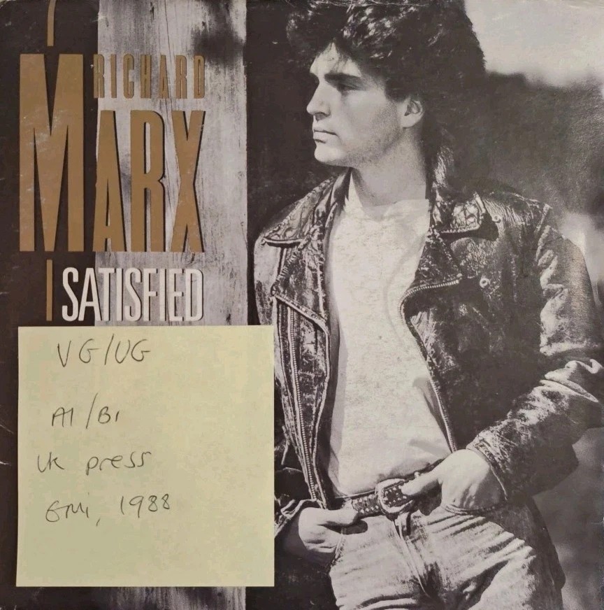 Richard Marx Satisfied Vinyl Record 7" VG/VG MTP64 1989 sleeve Richard Marx Satisfied Vinyl Record 7" VG/VG MTP64 1989 sleeve