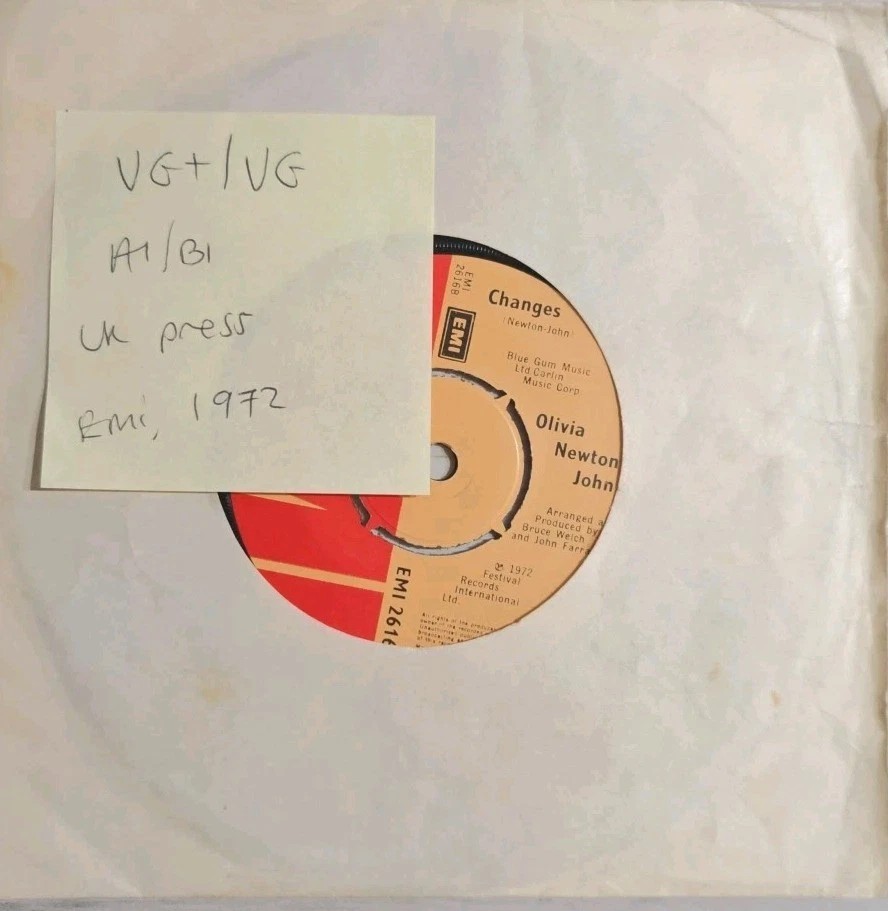 Olivia Newton-John Sam Vinyl Record 7" VG+/VG EMI 2616 1972 sleeve Olivia Newton-John Sam Vinyl Record 7" VG+/VG EMI 2616 1972 sleeve