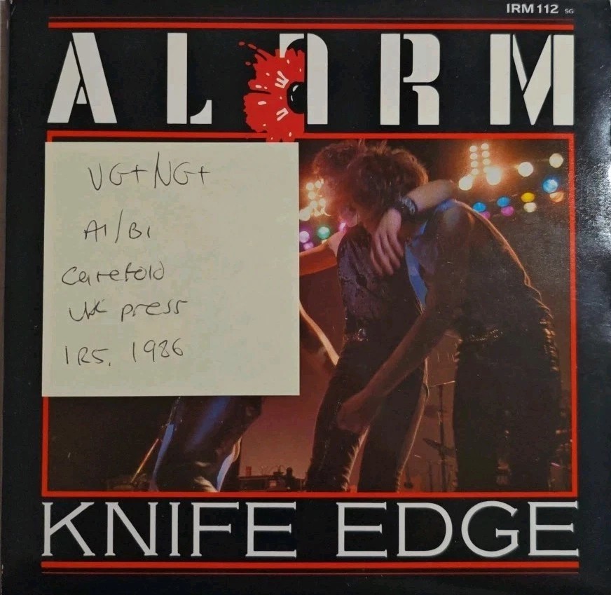 The Alarm Knife Edge Record Vinyl Record 7" VG+/VG+ IRM 112 1986 sleeve The Alarm Knife Edge Record Vinyl Record 7" VG+/VG+ IRM 112 1986 sleeve