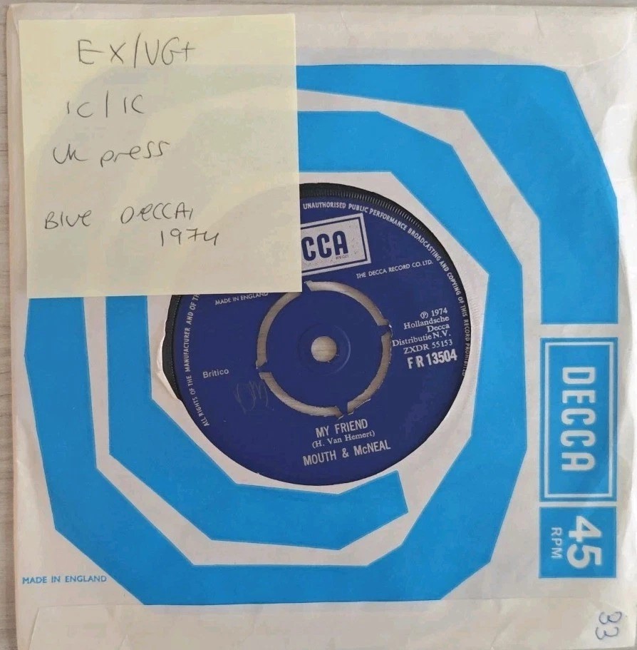 Mouth & McNeal I See A Star Vinyl Record 7" EX/VG+ FR13504 1974 sleeve Mouth & McNeal I See A Star Vinyl Record 7" EX/VG+ FR13504 1974 sleeve