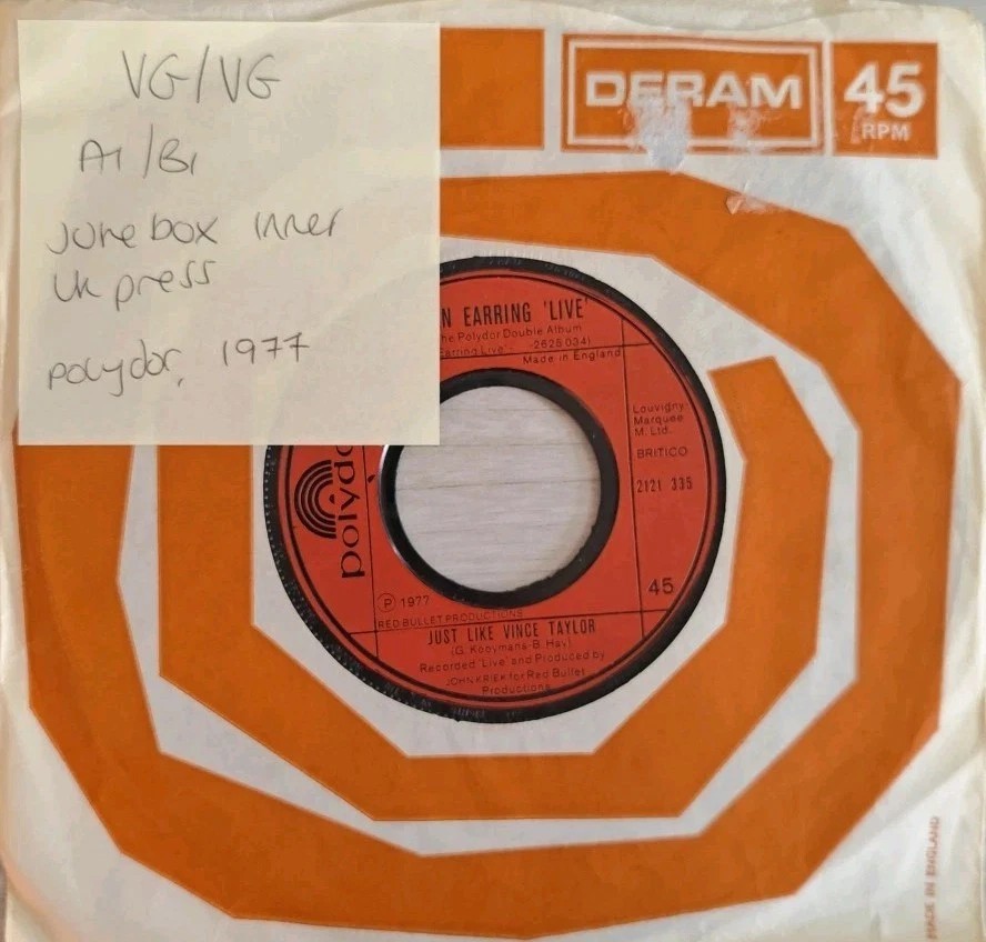 Golden Earring Radar Love Live Vinyl Record 7" VG/VG 2121335 1977 sleeve Golden Earring Radar Love Live Vinyl Record 7" VG/VG 2121335 1977 sleeve