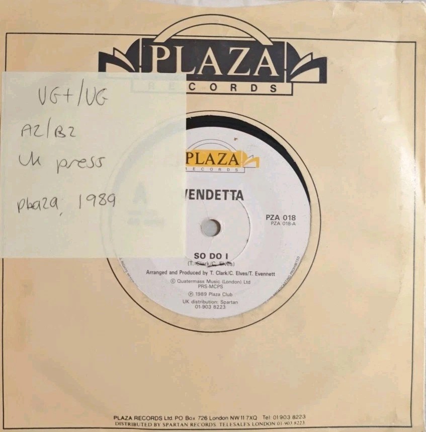 Vendetta So Do I Vinyl Record 7" VG+/VG PZA018 1989 sleeve Vendetta So Do I Vinyl Record 7" VG+/VG PZA018 1989 sleeve