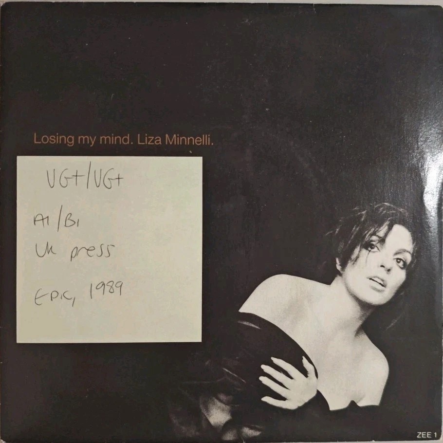 Liza Minnelli Losing My Mind Vinyl Record 7" VG+/VG+ ZEE 1 1989 sleeve Liza Minnelli Losing My Mind Vinyl Record 7" VG+/VG+ ZEE 1 1989 sleeve