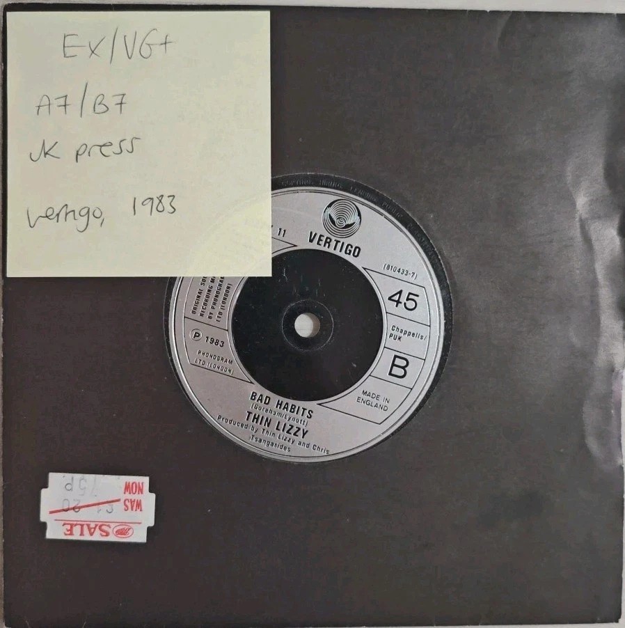 Thin Lizzy Cold Sweat Vinyl Record 7" EX/VG+ LIZZY11 1983 sleeve Thin Lizzy Cold Sweat Vinyl Record 7" EX/VG+ LIZZY11 1983 sleeve