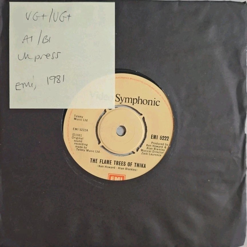 Video Symphonic The Flame Trees Of Thika Vinyl Record 7" VG+/VG+ EMI 5222 1981 sleeve Video Symphonic The Flame Trees Of Thika Vinyl Record 7" VG+/VG+ EMI 5222 1981 sleeve