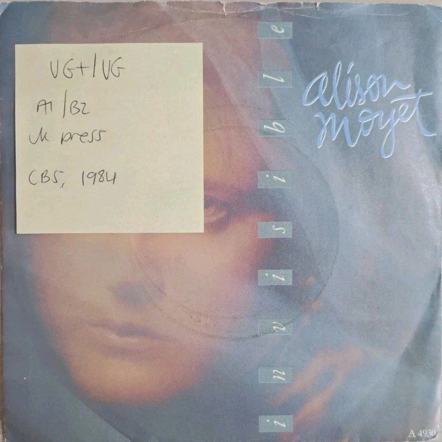 Alison Moyet Invisible / Hitch Hike Vinyl Record 7" VG+/VG A 4930 1984 sleeve Alison Moyet Invisible / Hitch Hike Vinyl Record 7" VG+/VG A 4930 1984 sleeve