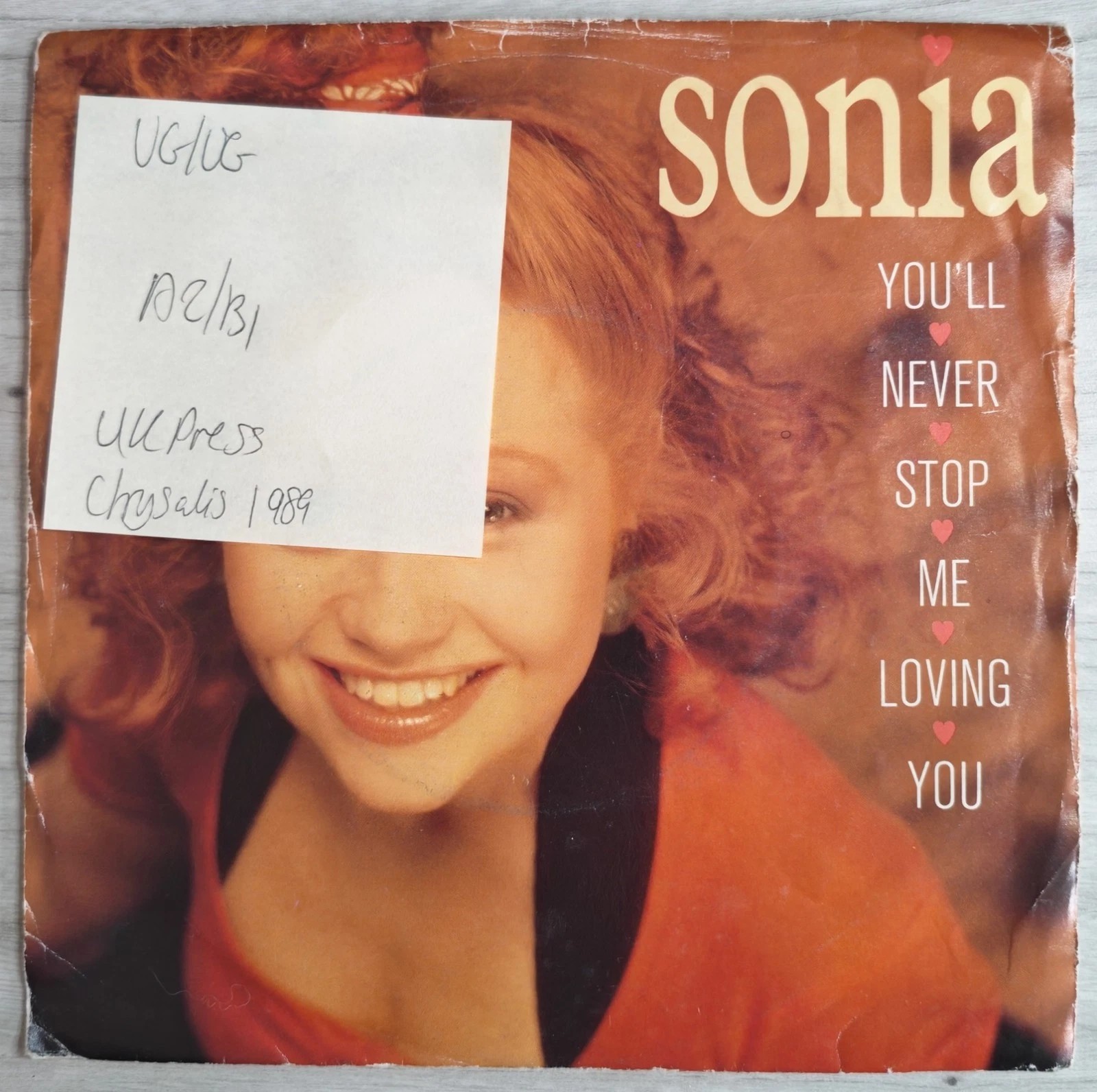Sonia You'll Never Stop Me Loving You Vinyl Record 7" VG/VG CHS 3385 1989 sleeve Sonia You'll Never Stop Me Loving You Vinyl Record 7" VG/VG CHS 3385 1989 sleeve