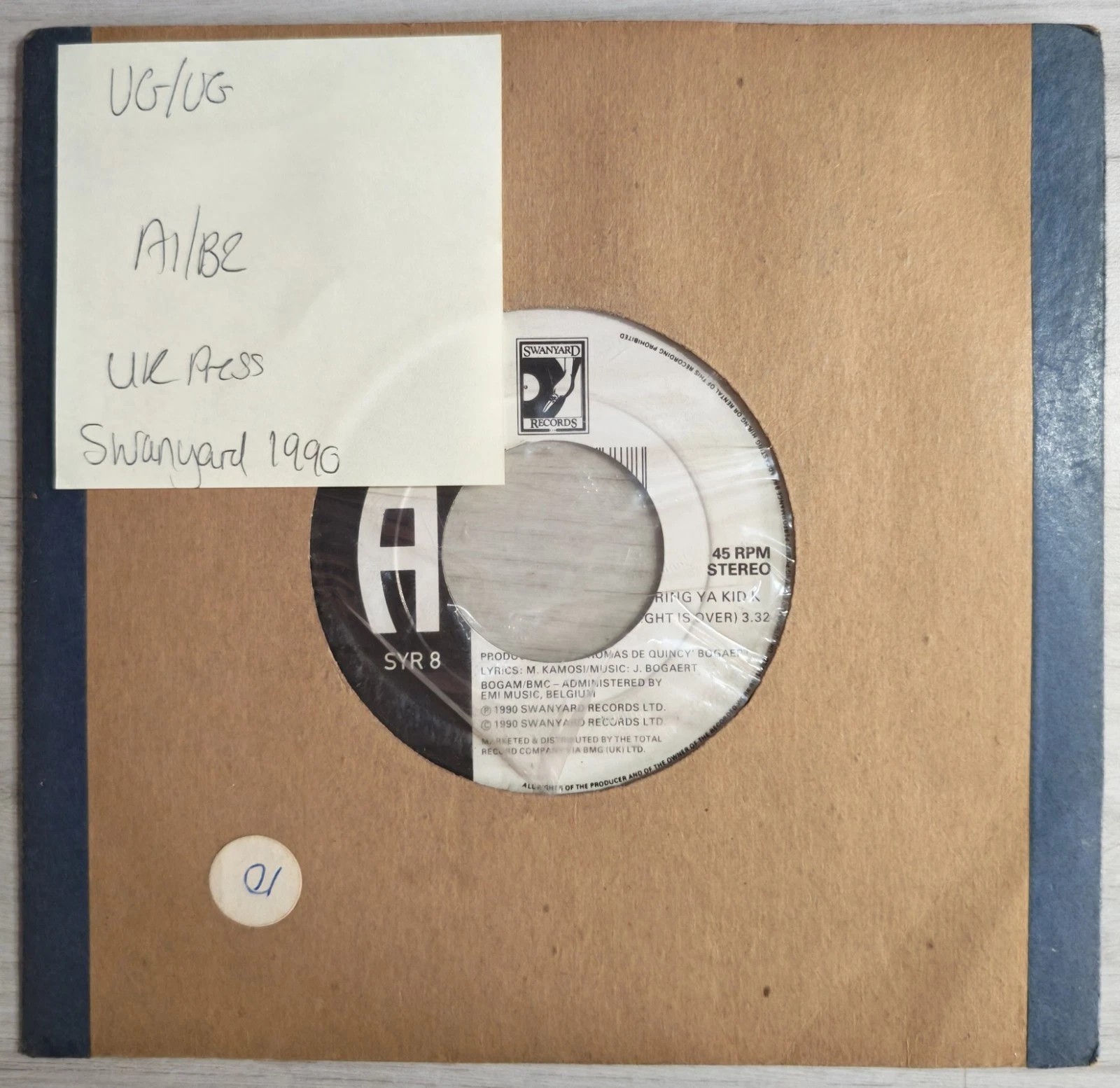 Technotronic Get Up! (Before The Night Is Over) Vinyl Record 7" VG/VG SYR 8 1990 sleeve Technotronic Get Up! (Before The Night Is Over) Vinyl Record 7" VG/VG SYR 8 1990 sleeve
