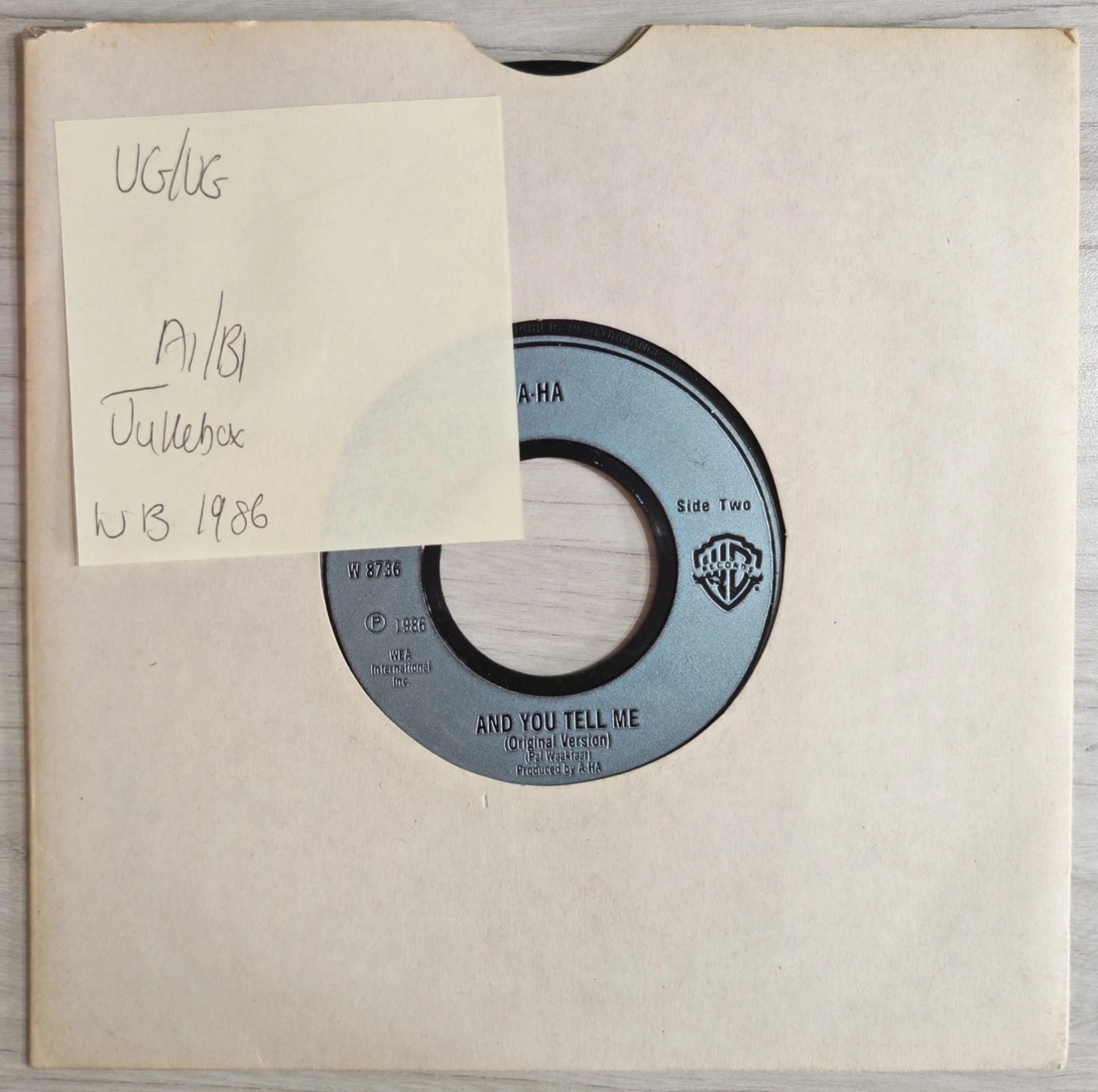 a-ha Train Of Thought Vinyl Record 7" VG/VG W 8736 1986 sleeve a-ha Train Of Thought Vinyl Record 7" VG/VG W 8736 1986 sleeve