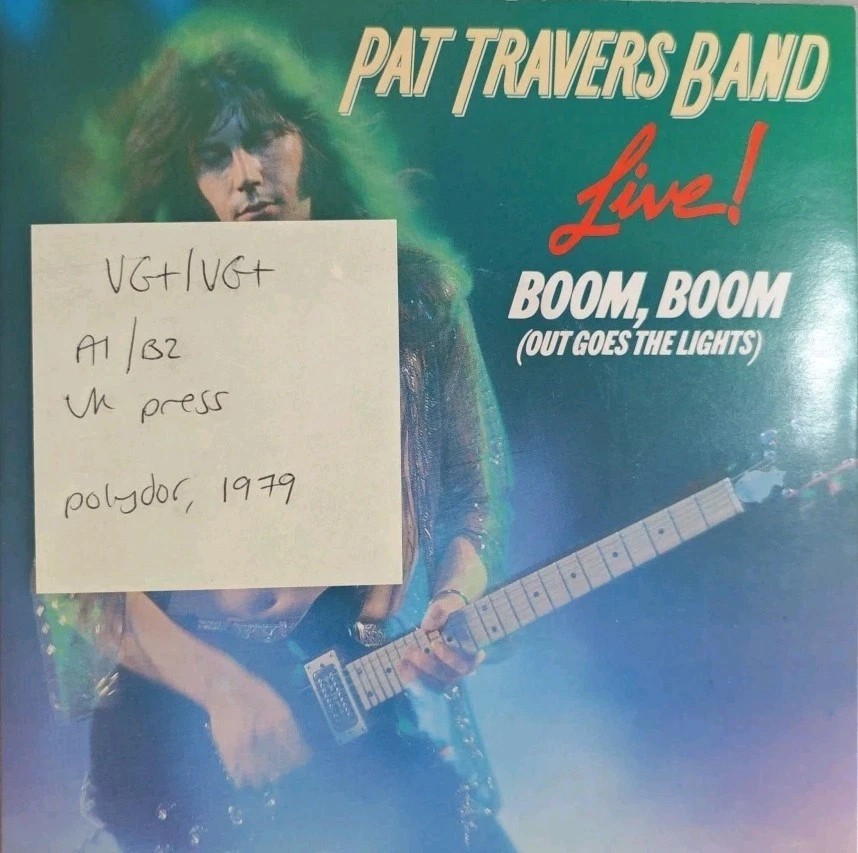 Pat Travers Band Boom, Boom Out Goes The Lights Vinyl Record 7" VG+/VG+ POSP77 sleeve Pat Travers Band Boom, Boom Out Goes The Lights Vinyl Record 7" VG+/VG+ POSP77 sleeve