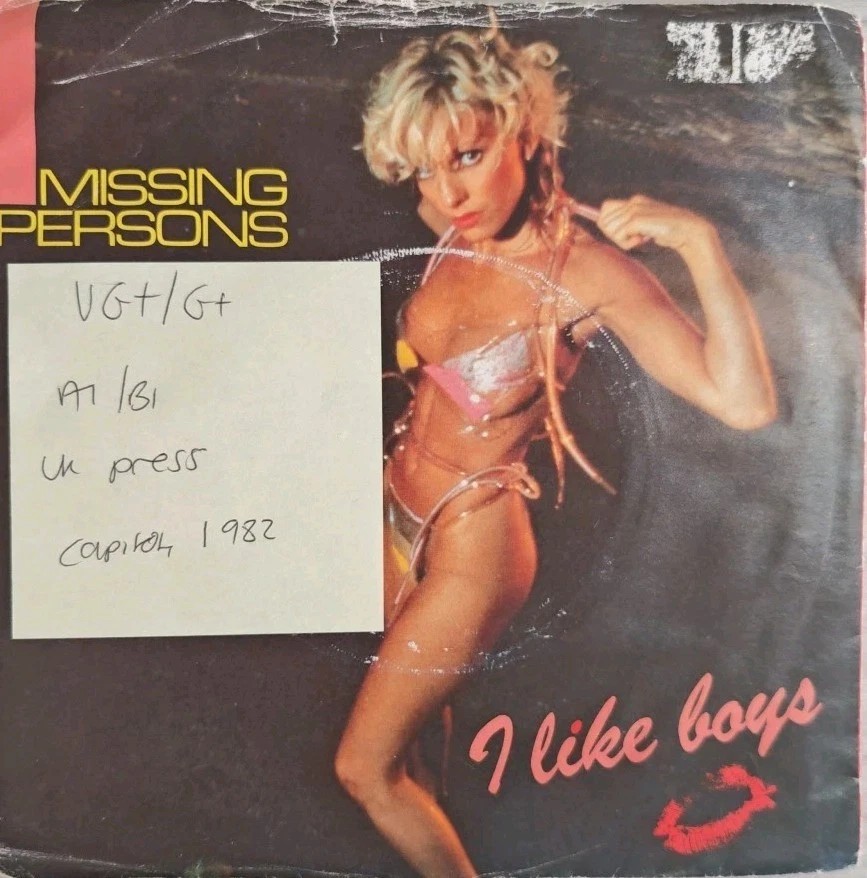 Missing Persons I Like Boys Vinyl Record 7" VG+/G+ CL247 1982 sleeve Missing Persons I Like Boys Vinyl Record 7" VG+/G+ CL247 1982 sleeve
