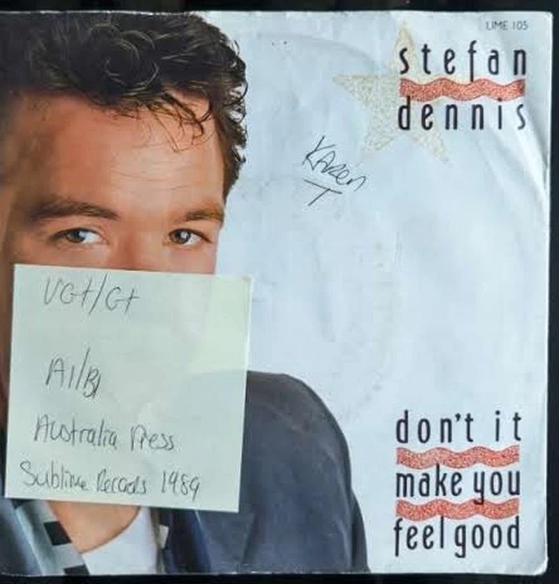 Stefan Dennis Don't It Make You Feel Good Vinyl Record 7" VG+/G+ LIME 105 1989 sleeve Stefan Dennis Don't It Make You Feel Good Vinyl Record 7" VG+/G+ LIME 105 1989 sleeve