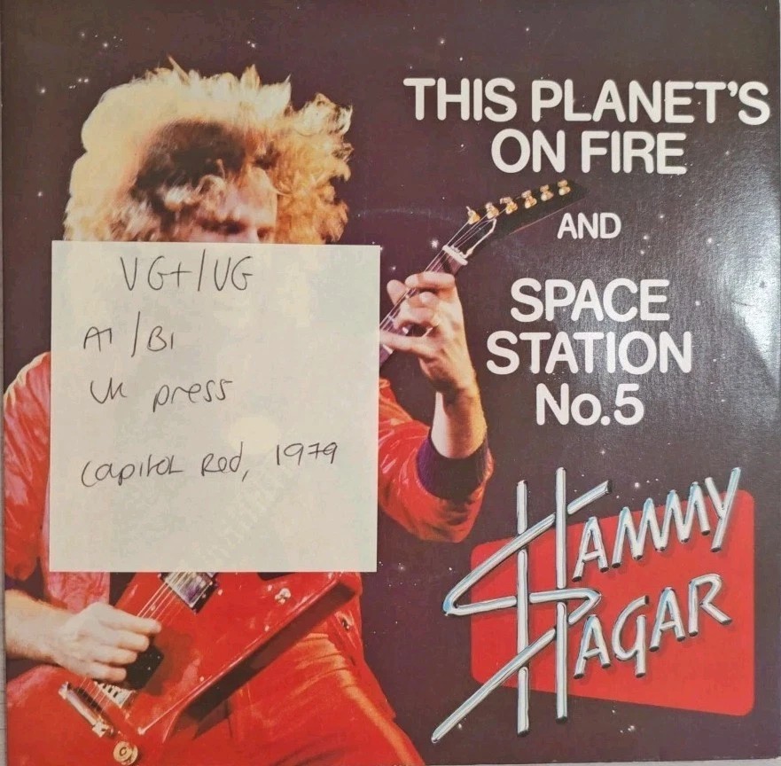 Sammy Hagar This Planet's On Fire Vinyl Record 7" VG+/VG CL 16114 1979 sleeve Sammy Hagar This Planet's On Fire Vinyl Record 7" VG+/VG CL 16114 1979 sleeve