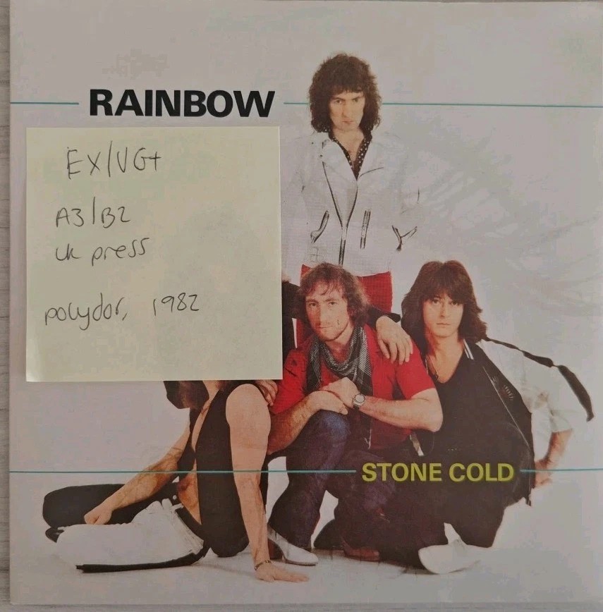 Rainbow Stone Cold Vinyl Record 7" EX/VG+ POSP 421 1982 sleeve Rainbow Stone Cold Vinyl Record 7" EX/VG+ POSP 421 1982 sleeve
