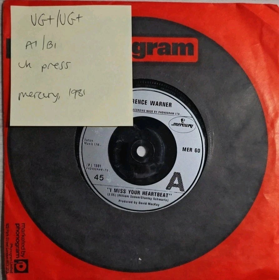Florence Warner I Miss Your Heartbeat Vinyl Record 7" VG+/VG+ MER60 1981 sleeve Florence Warner I Miss Your Heartbeat Vinyl Record 7" VG+/VG+ MER60 1981 sleeve