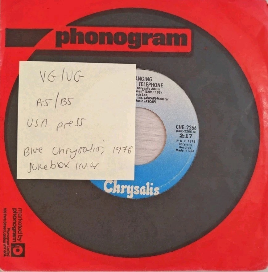 Blondie Hanging On The Telephone Vinyl Record 7" VG/VG CHE2266 1976 sleeve Blondie Hanging On The Telephone Vinyl Record 7" VG/VG CHE2266 1976 sleeve