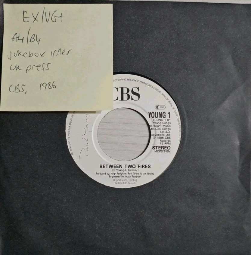 Paul Young Wonderland/ Between Two Fires Vinyl Record 7" EX/VG+ YOUNG 1 1986 sleeve Paul Young Wonderland/ Between Two Fires Vinyl Record 7" EX/VG+ YOUNG 1 1986 sleeve