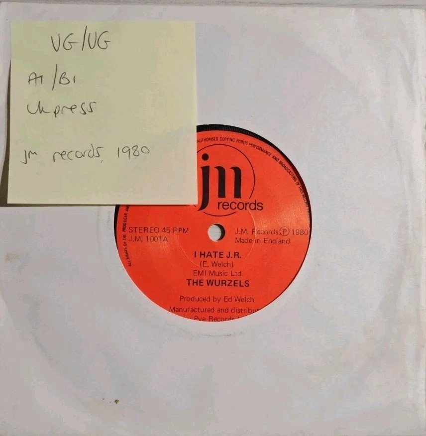 The Wurzels I Hate JR / I Love JR Vinyl Record 7" VG/VG JM1001 1980 sleeve The Wurzels I Hate JR / I Love JR Vinyl Record 7" VG/VG JM1001 1980 sleeve