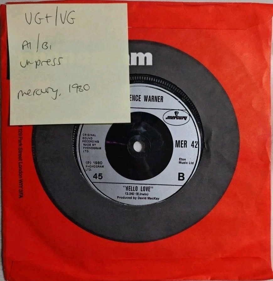 Florence Warner Hold Me Once Vinyl Record 7" VG+/VG MER42 1980 sleeve Florence Warner Hold Me Once Vinyl Record 7" VG+/VG MER42 1980 sleeve